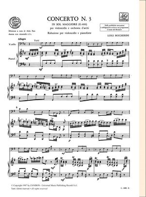 Boccherini. G.480 Violoncello concerto N.3 SOL-M